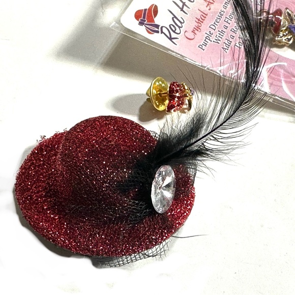 H’Attitude Austrian Crystal Angel Hat Pin Red Lapel Pin Sparkly Hat Clip - Picture 2 of 5